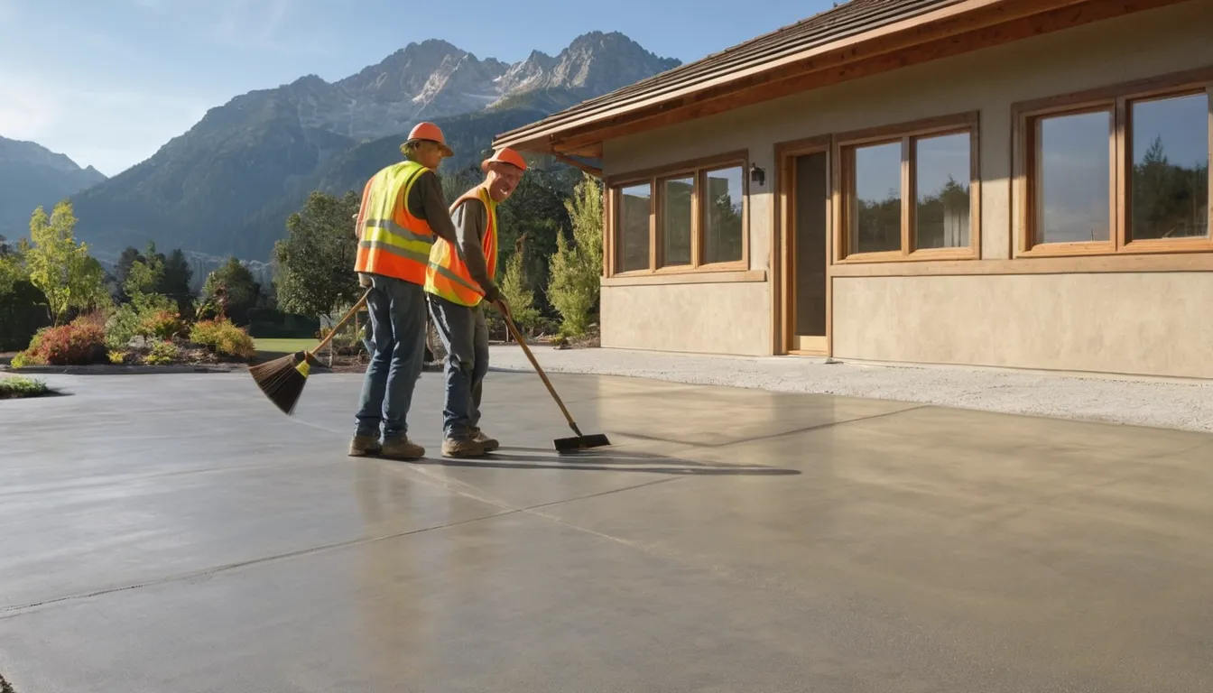 A newly poured concrete driveway leading to a family home in North Salt Lake