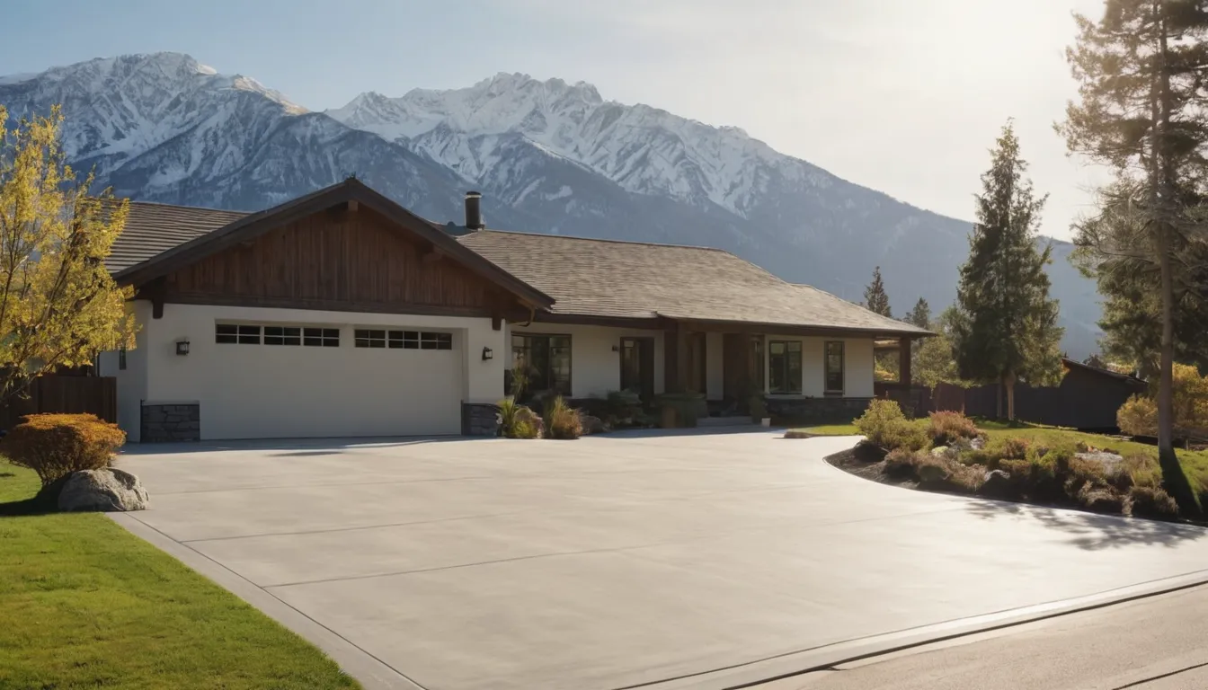 A newly poured concrete driveway beside a frame home in North Salt Lake
