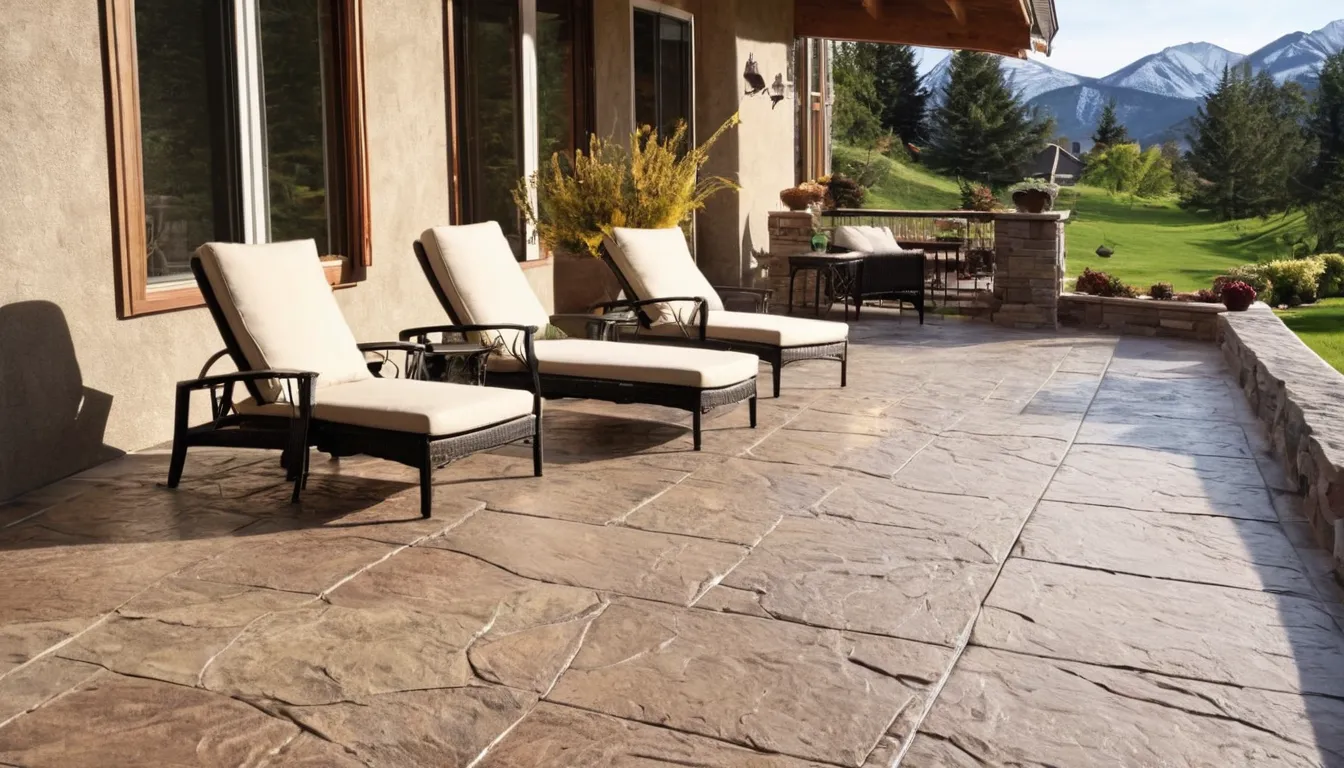 A stamped concrete patio behind a home in North Salt Lake